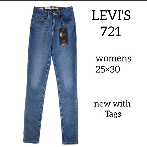 LEVI'S  721 HIGH RISE SKINNY JEANS WOMENS SIZE 25×30 NEW WITH TAGS - Picture 1 of 16